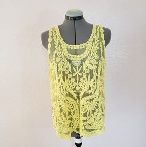 Yellow sheer tank cover up